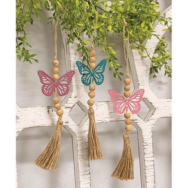 Beaded Metal Butterfly Ornament 3 Asstd - The Fox Decor